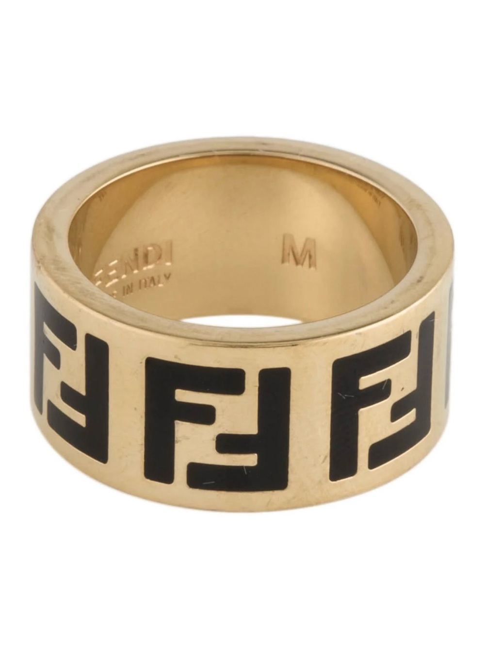 Fendi Forever Fendi Gold-Tone Ring with Black Logo Inlay - Picture 3 of 6
